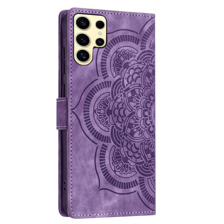 For Samsung Galaxy S24 Ultra 5G Mandala Embossed Retro Frosted Leather Phone Case