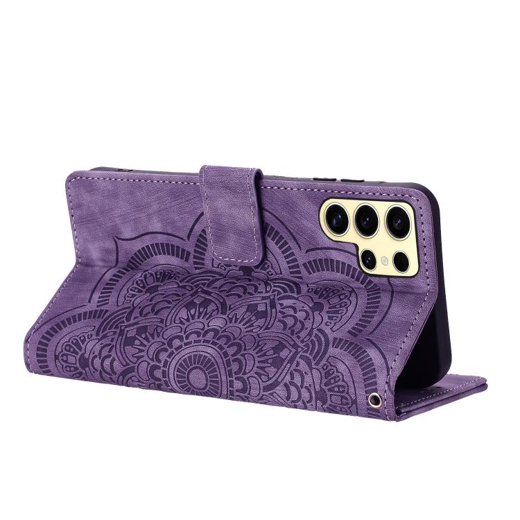 For Samsung Galaxy S24 Ultra 5G Mandala Embossed Retro Frosted Leather Phone Case