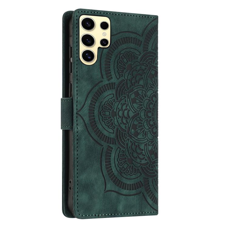For Samsung Galaxy S24 Ultra 5G Mandala Embossed Retro Frosted Leather Phone Case