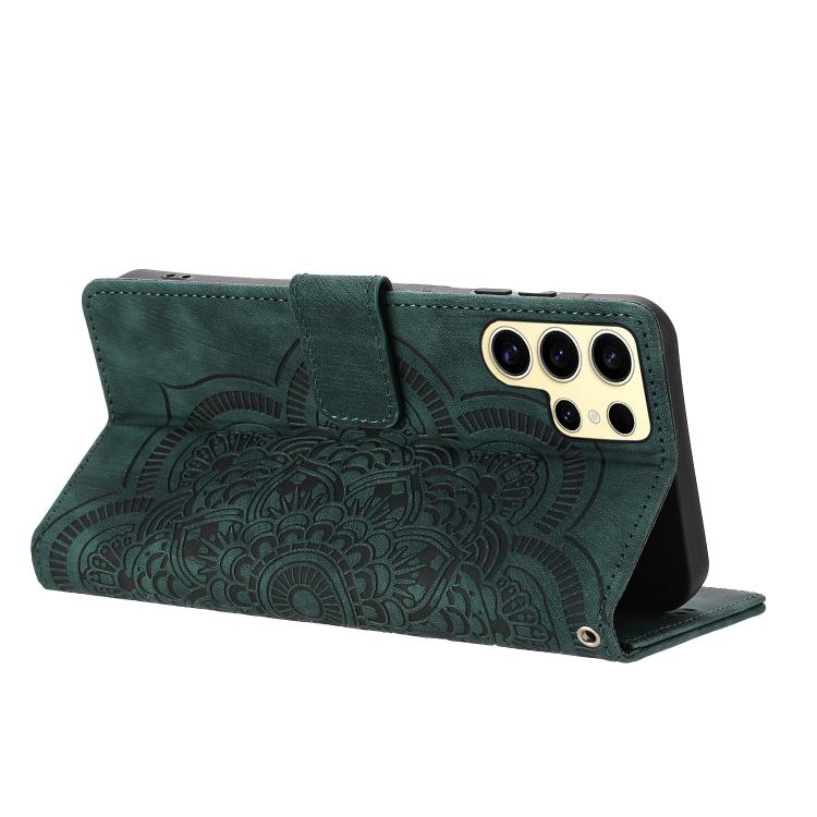 For Samsung Galaxy S24 Ultra 5G Mandala Embossed Retro Frosted Leather Phone Case