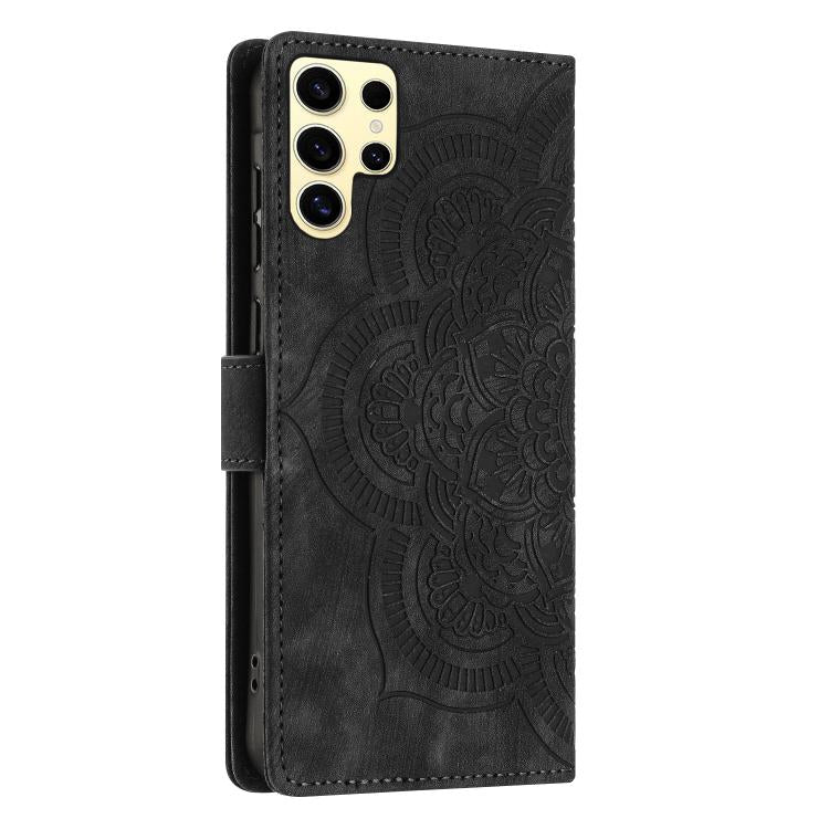For Samsung Galaxy S24 Ultra 5G Mandala Embossed Retro Frosted Leather Phone Case
