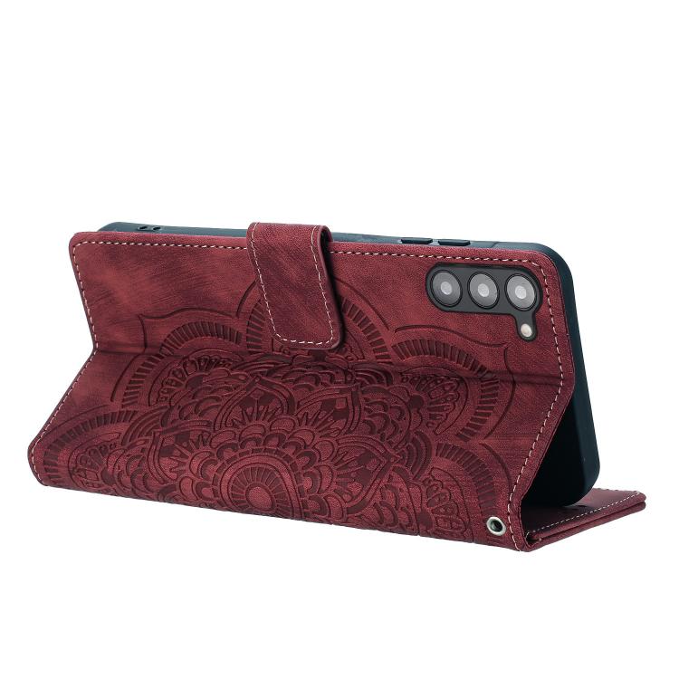 For Samsung Galaxy S23 5G Mandala Embossed Retro Frosted Leather Phone Case