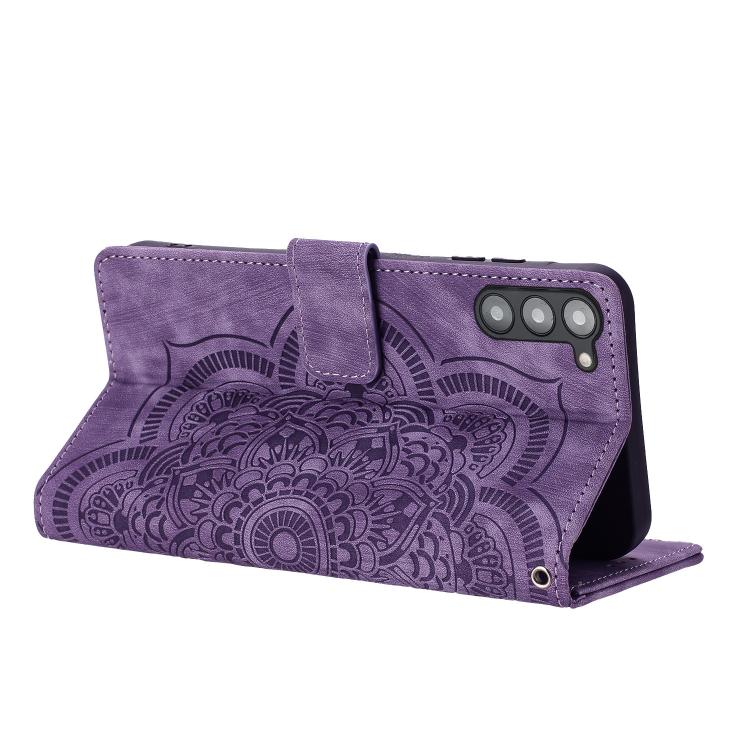 For Samsung Galaxy S23 5G Mandala Embossed Retro Frosted Leather Phone Case