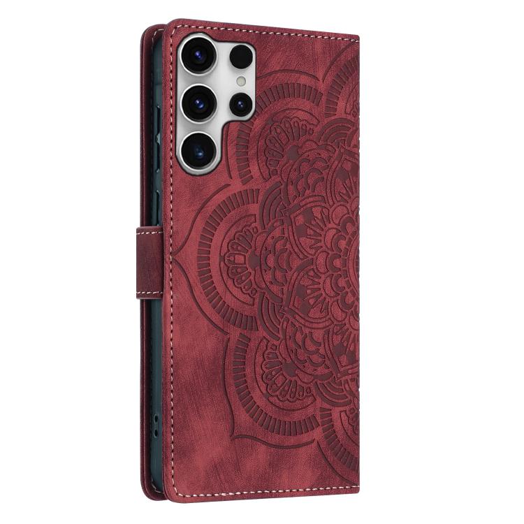 For Samsung Galaxy S23 Ultra 5G Mandala Embossed Retro Frosted Leather Phone Case