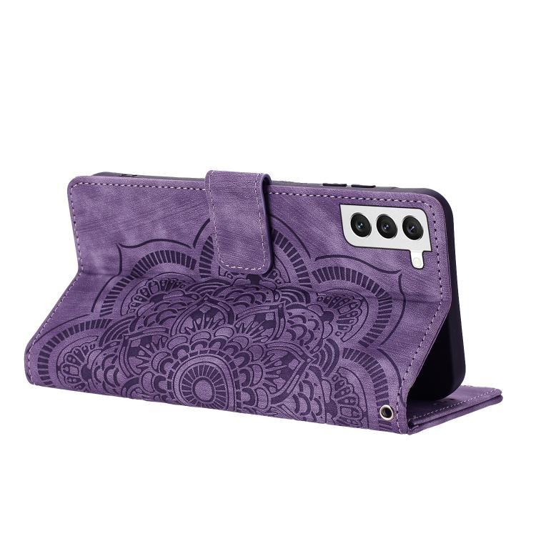 For Samsung Galaxy S22+ 5G Mandala Embossed Retro Frosted Leather Phone Case