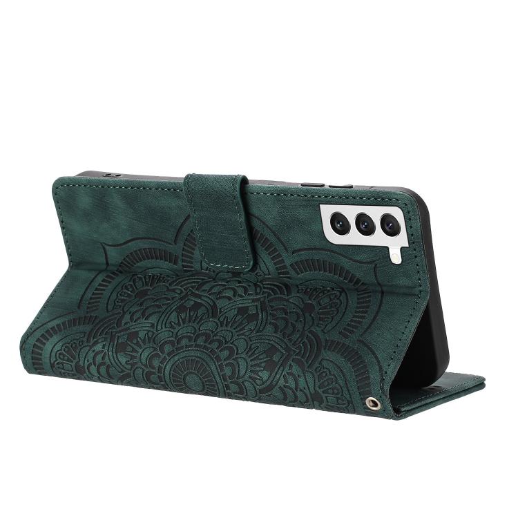 For Samsung Galaxy S22+ 5G Mandala Embossed Retro Frosted Leather Phone Case