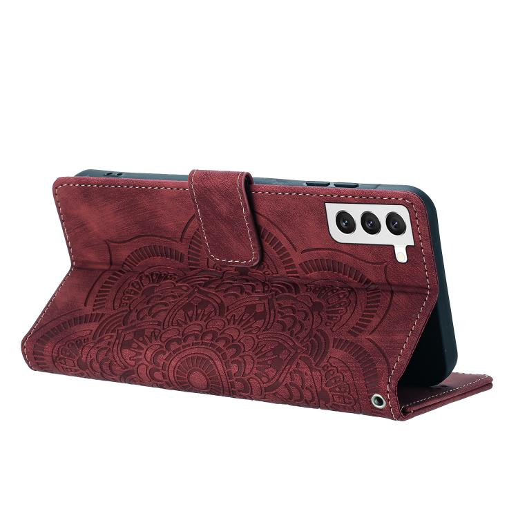 For Samsung Galaxy S21 5G Mandala Embossed Retro Frosted Leather Phone Case