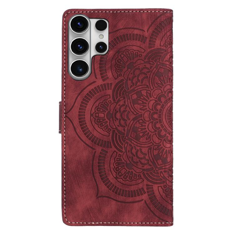 For Samsung Galaxy S26 Ultra 5G Mandala Embossed Retro Frosted Leather Phone Case