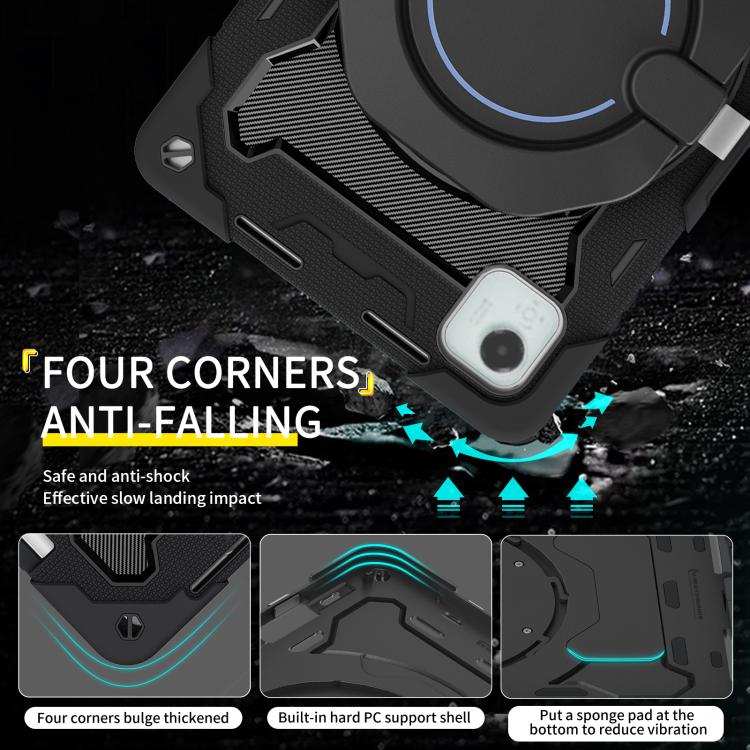 For Honor Pad X9 Pro Armor Portable Rotating Ring Holder Silicone Tablet Case