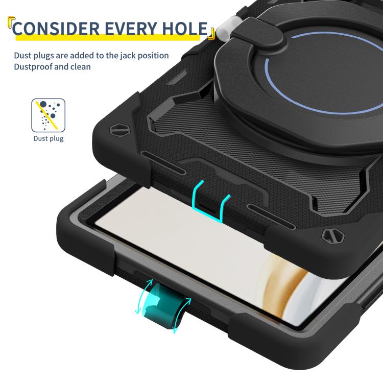 For Honor Pad X9 Pro Armor Portable Rotating Ring Holder Silicone Tablet Case