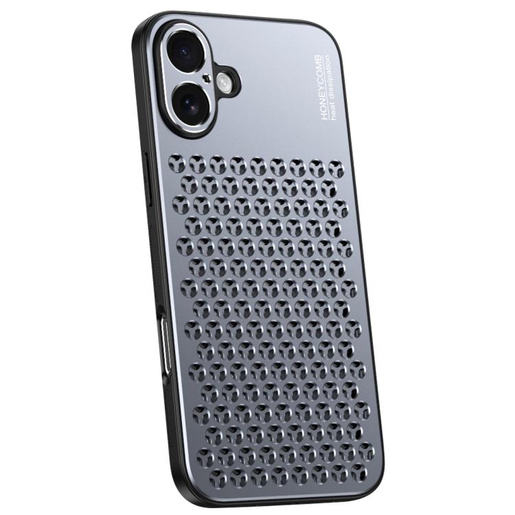 For iPhone 16 Plus Honeycomb Radiating Alloy Phone Case