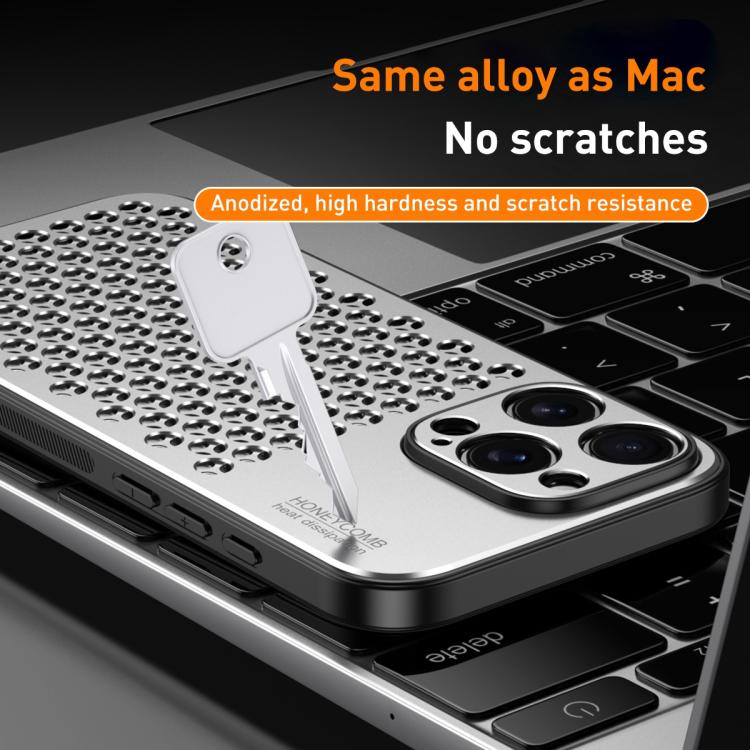 For iPhone 14 Plus Honeycomb Radiating Alloy Phone Case