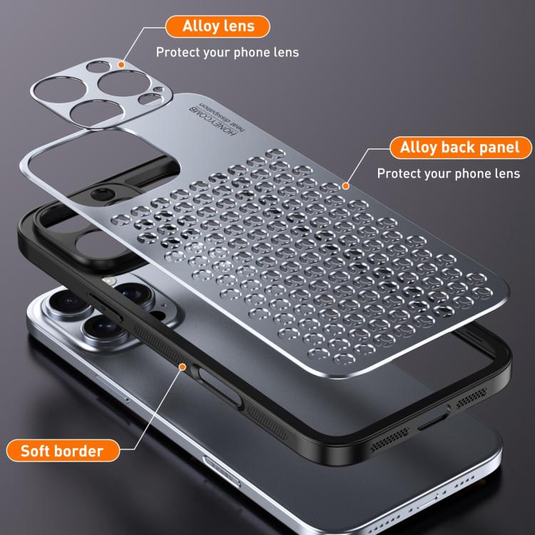 For iPhone 14 Pro Max Honeycomb Radiating Alloy Phone Case