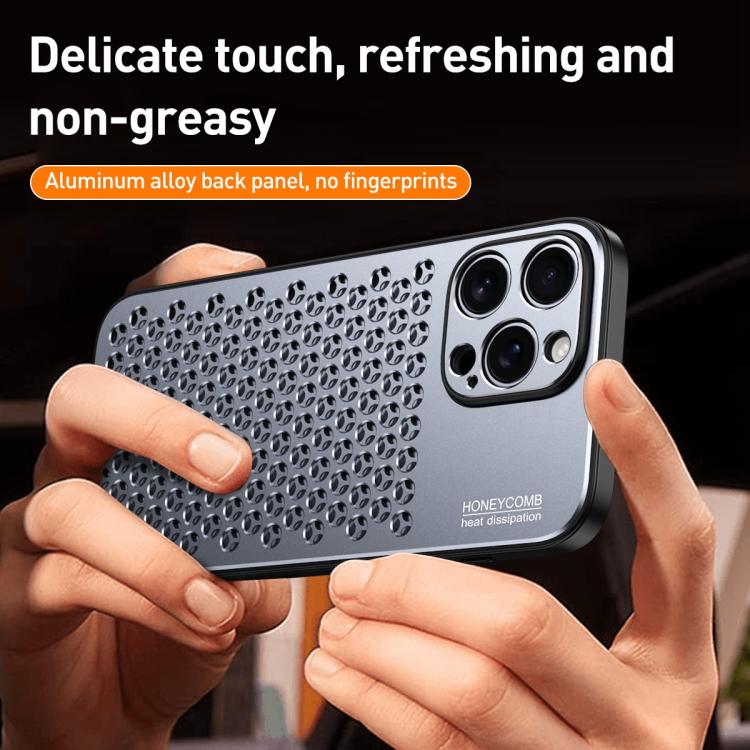 For iPhone 15 Pro Honeycomb Radiating Alloy Phone Case
