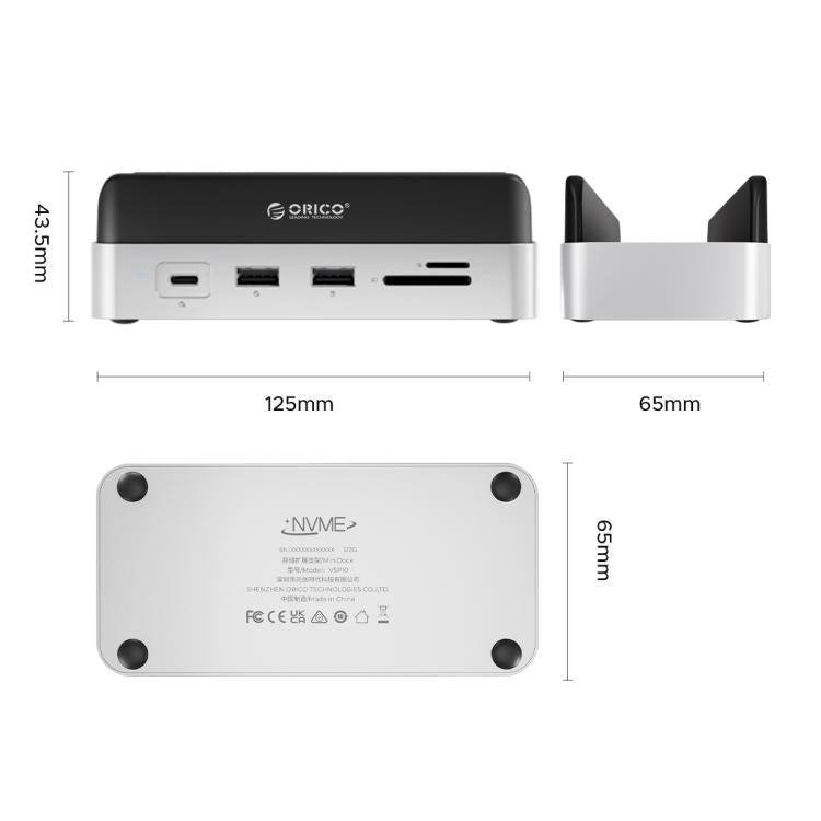 ORICO VSP10 Mini Dock Desktop Storage Expansion Multi-function Holder for Mac Mini 2024, Memory Capacity:4TB - Silver