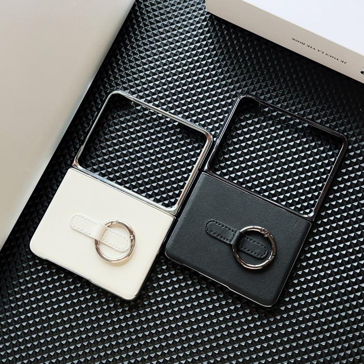 For Huawei Pura X Electroplated Plain Leather Phone Case with Ring