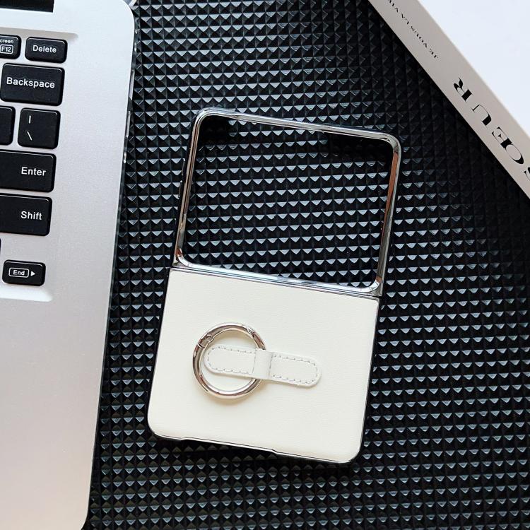For Huawei Pura X Electroplated Plain Leather Phone Case with Ring