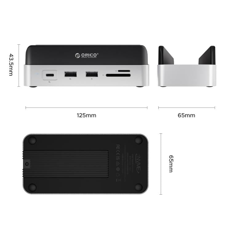 ORICO VS10 Mini Dock Desktop Expansion Multi-function Holder for Mac Mini 2024, without Memory - Silver