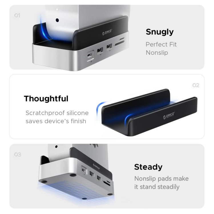 ORICO VS10 Mini Dock Desktop Expansion Multi-function Holder for Mac Mini 2024, without Memory - Silver