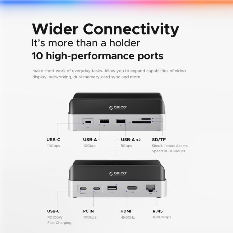 ORICO VS10 Mini Dock Desktop Expansion Multi-function Holder for Mac Mini 2024, without Memory - Silver