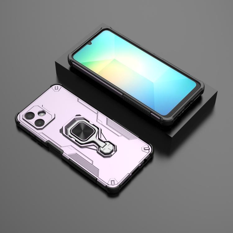 For Samsung Galaxy A06 4G Metal Kickstand TPU Hybrid PC Phone Case