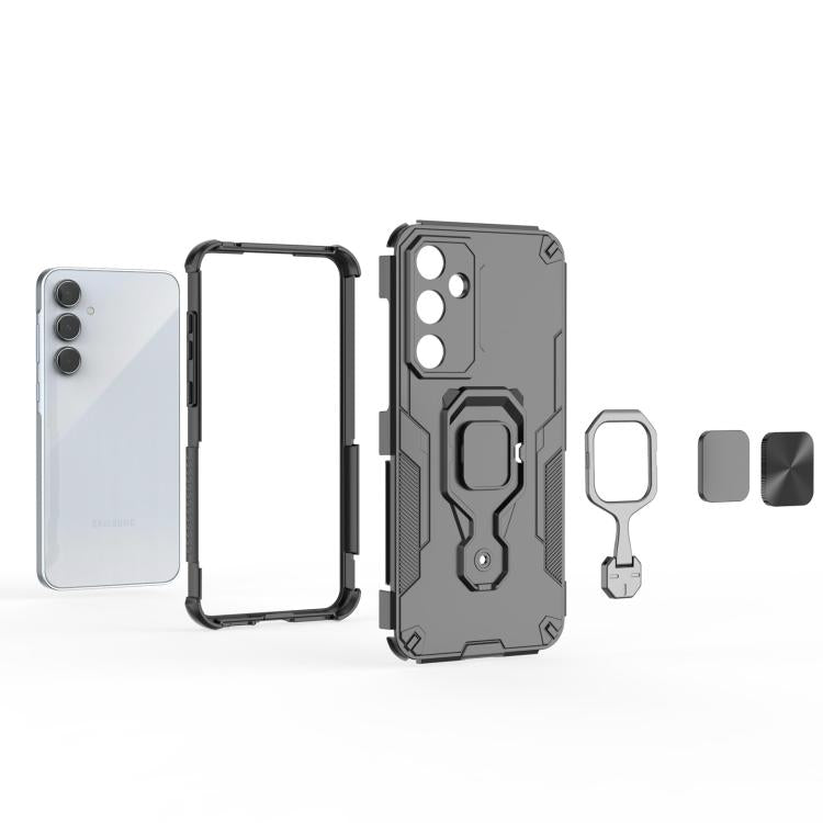 For Samsung Galaxy A55 5G Metal Kickstand TPU Hybrid PC Phone Case