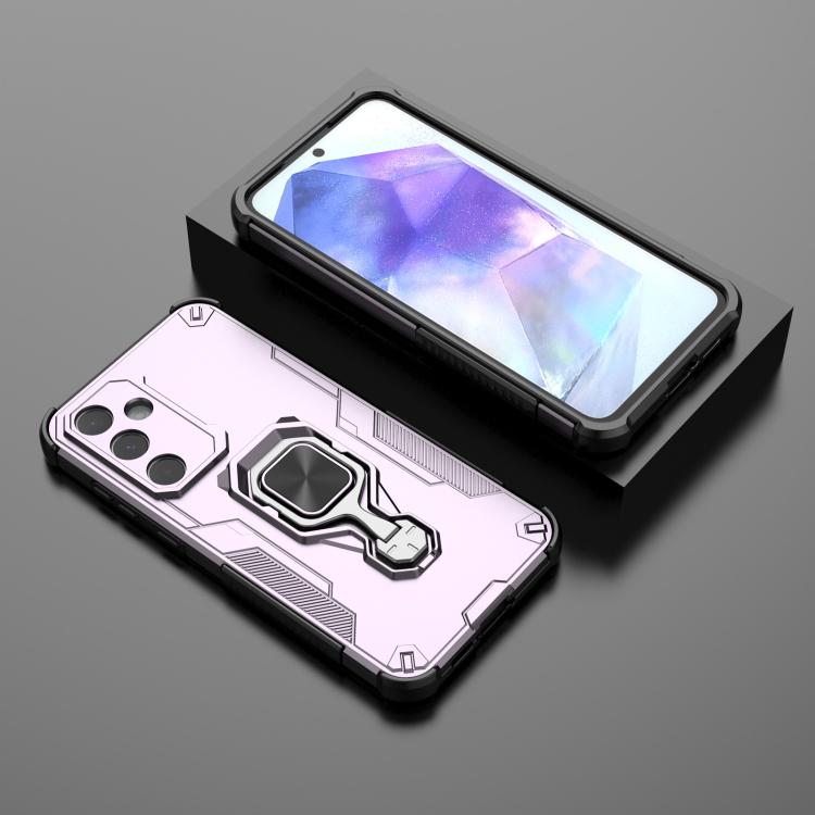 For Samsung Galaxy A55 5G Metal Kickstand TPU Hybrid PC Phone Case