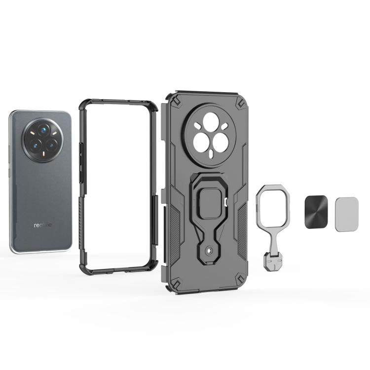 For Realme 14 Pro+ Metal Kickstand TPU Hybrid PC Phone Case