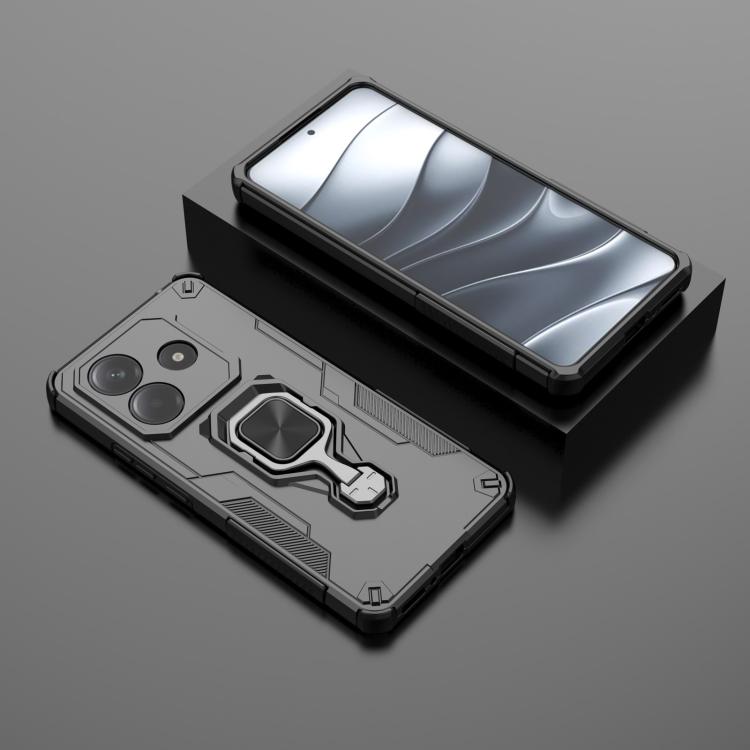 For Redmi Note 14 5G Metal Kickstand TPU Hybrid PC Phone Case