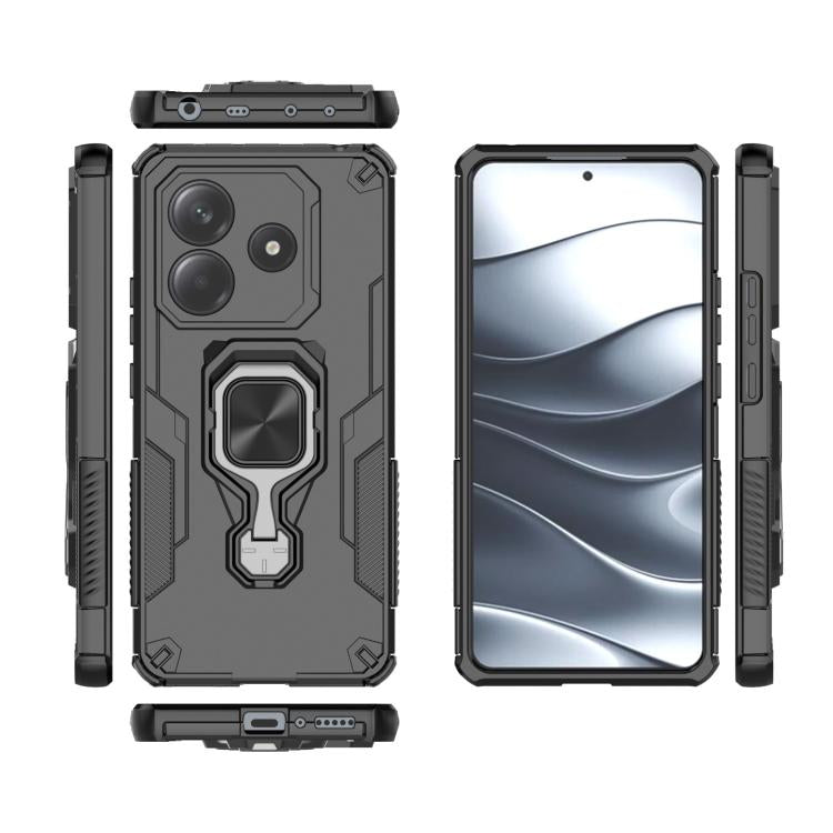 For Redmi Note 14 5G Metal Kickstand TPU Hybrid PC Phone Case