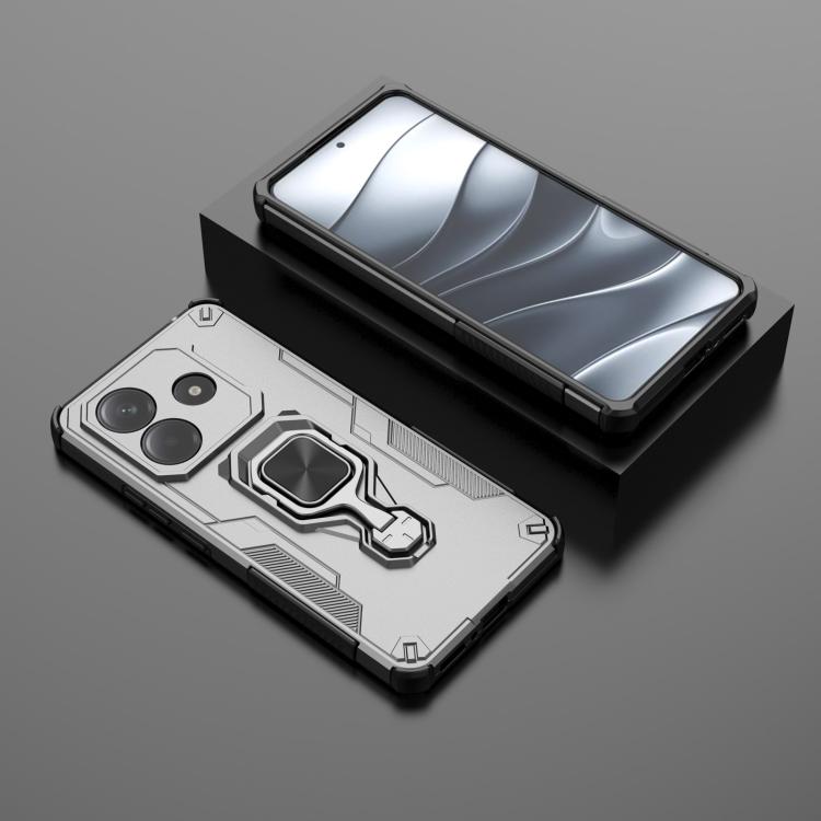 For Redmi Note 14 5G Metal Kickstand TPU Hybrid PC Phone Case
