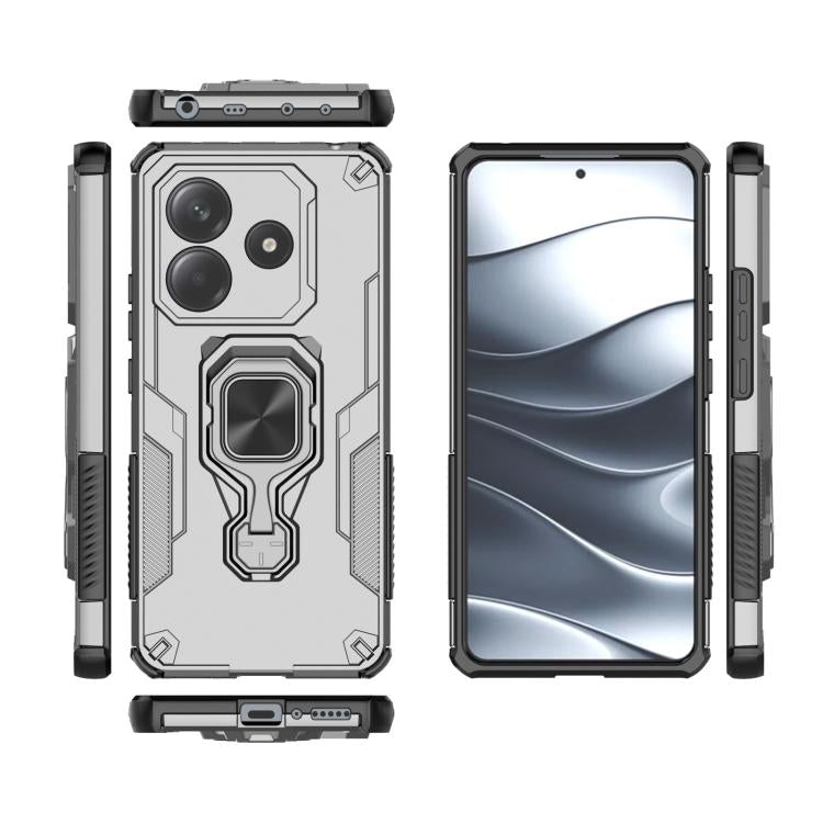 For Redmi Note 14 5G Metal Kickstand TPU Hybrid PC Phone Case