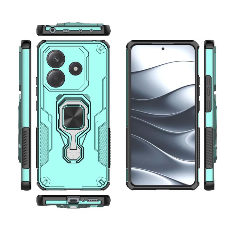 For Redmi Note 14 5G Metal Kickstand TPU Hybrid PC Phone Case