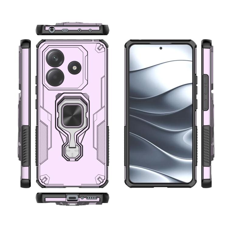 For Redmi Note 14 5G Metal Kickstand TPU Hybrid PC Phone Case