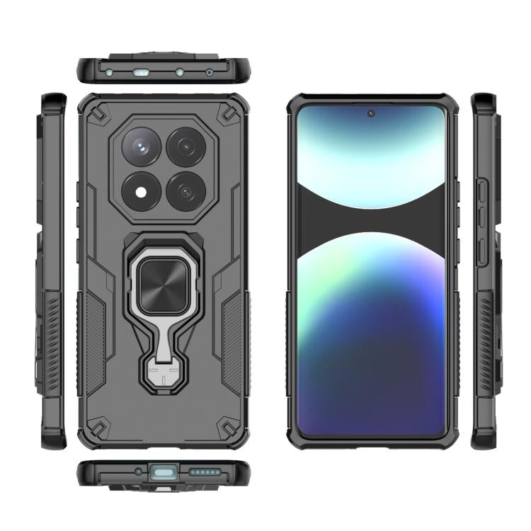 For Redmi Note 14 Pro 5G Metal Kickstand TPU Hybrid PC Phone Case