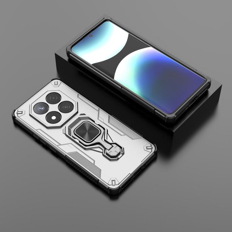 For Redmi Note 14 Pro 5G Metal Kickstand TPU Hybrid PC Phone Case