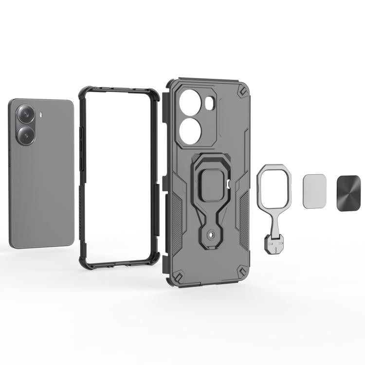 For Redmi Turbo 4 Metal Kickstand TPU Hybrid PC Phone Case