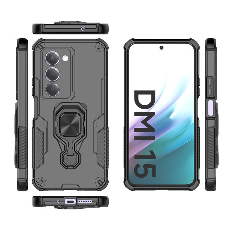 For Redmi 15 5G / 4G EU 171mm Metal Kickstand TPU Hybrid PC Phone Case