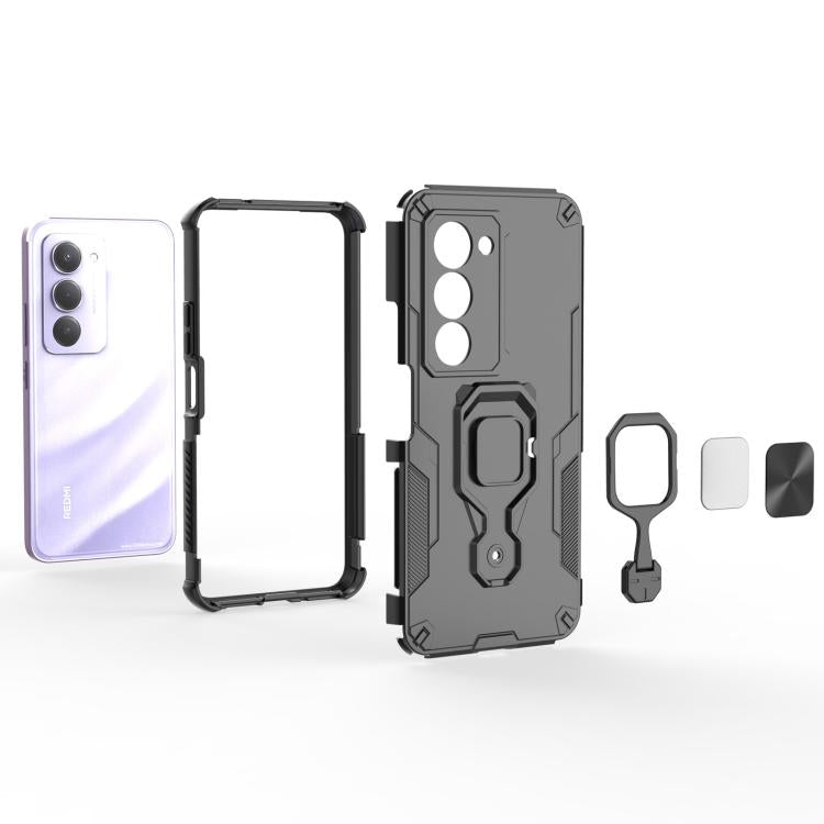 For Redmi 15 5G / 4G EU 171mm Metal Kickstand TPU Hybrid PC Phone Case