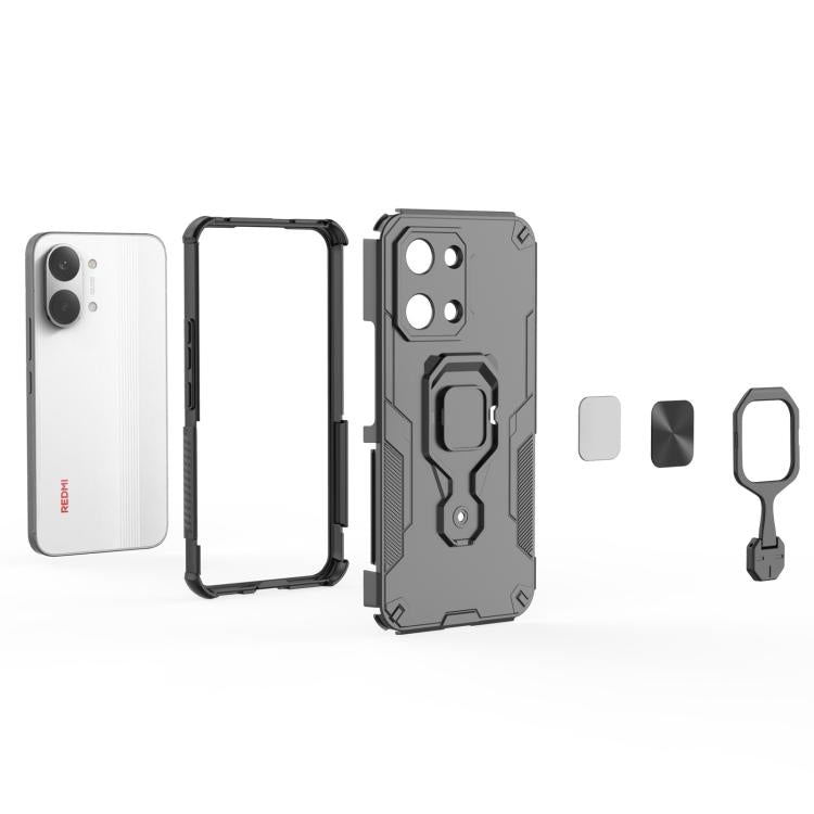 For Redmi Turbo 5 Max / Poco X8 Pro Max Metal Kickstand TPU Hybrid PC Phone Case