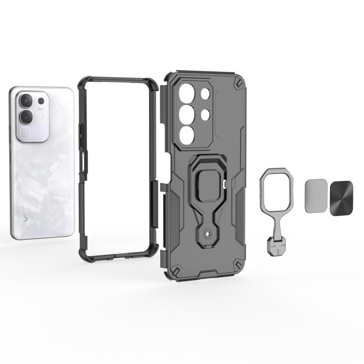 For vivo Y29 4G / T4x 5G Metal Kickstand TPU Hybrid PC Phone Case