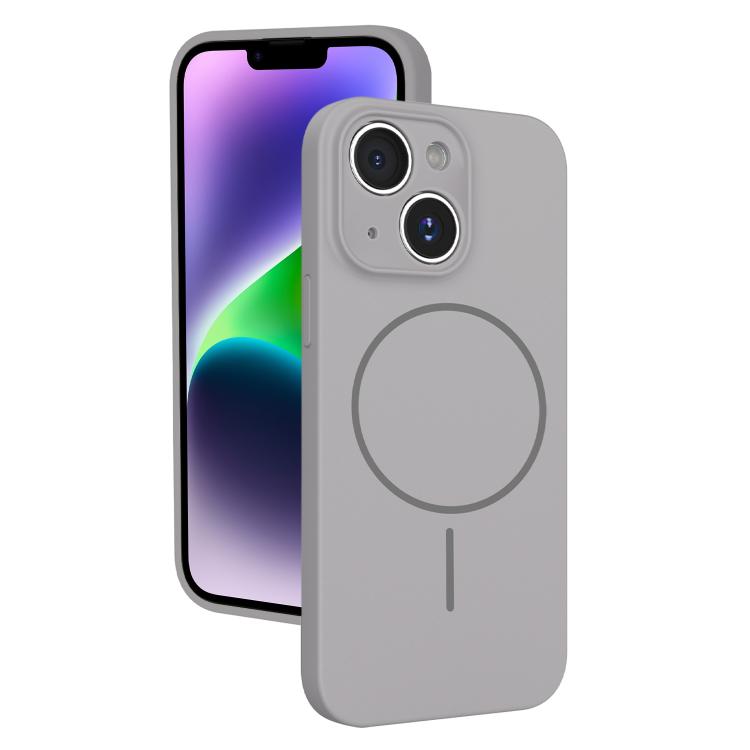 For iPhone 14 Thin Circle MagSafe Fine Hole Liquid Silicone Phone Case