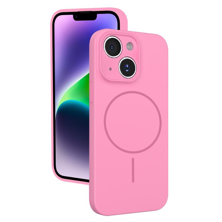 For iPhone 14 Thin Circle MagSafe Fine Hole Liquid Silicone Phone Case