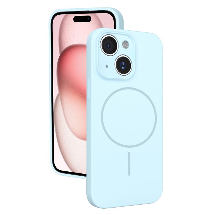 For iPhone 15 Thin Circle MagSafe Fine Hole Liquid Silicone Phone Case