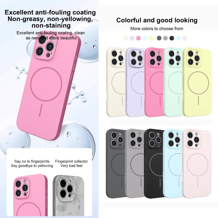 For iPhone 14 Pro Max Thin Circle MagSafe Fine Hole Liquid Silicone Phone Case