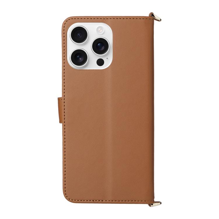 For iPhone 16 Pro Multifunctional 6-Card Slots Leather Phone Case with Wrist Strap