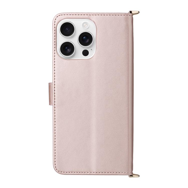 For iPhone 16 Pro Max Multifunctional 6-Card Slots Leather Phone Case with Wrist Strap