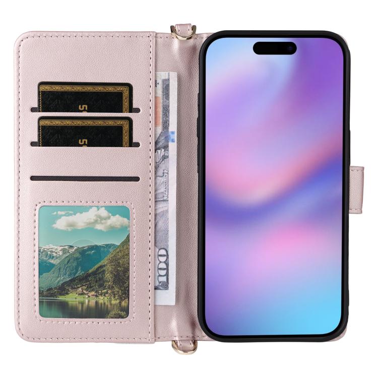 For iPhone Air Multifunctional 6-Card Slots Leather Phone Case with Wrist Strap