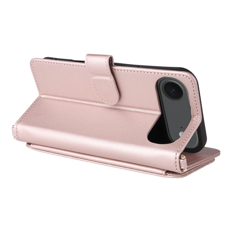 For iPhone Air Multifunctional 6-Card Slots Leather Phone Case with Wrist Strap