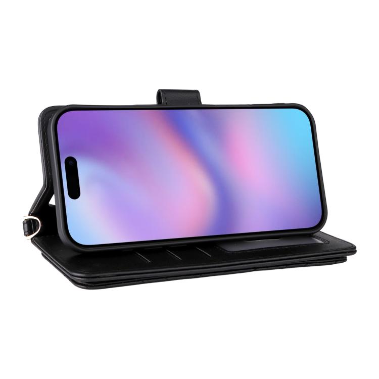 For iPhone Air Multifunctional 6-Card Slots Leather Phone Case with Wrist Strap